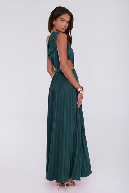 Summer Seduction One Shoulder Maxi Dress Teal
