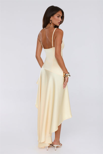 Feeling You Give Satin Maxi Dress Yellow