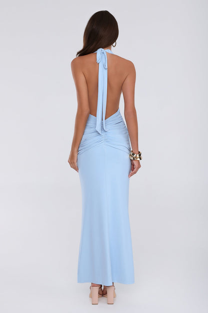 Love Drifted Halter Maxi Dress Blue