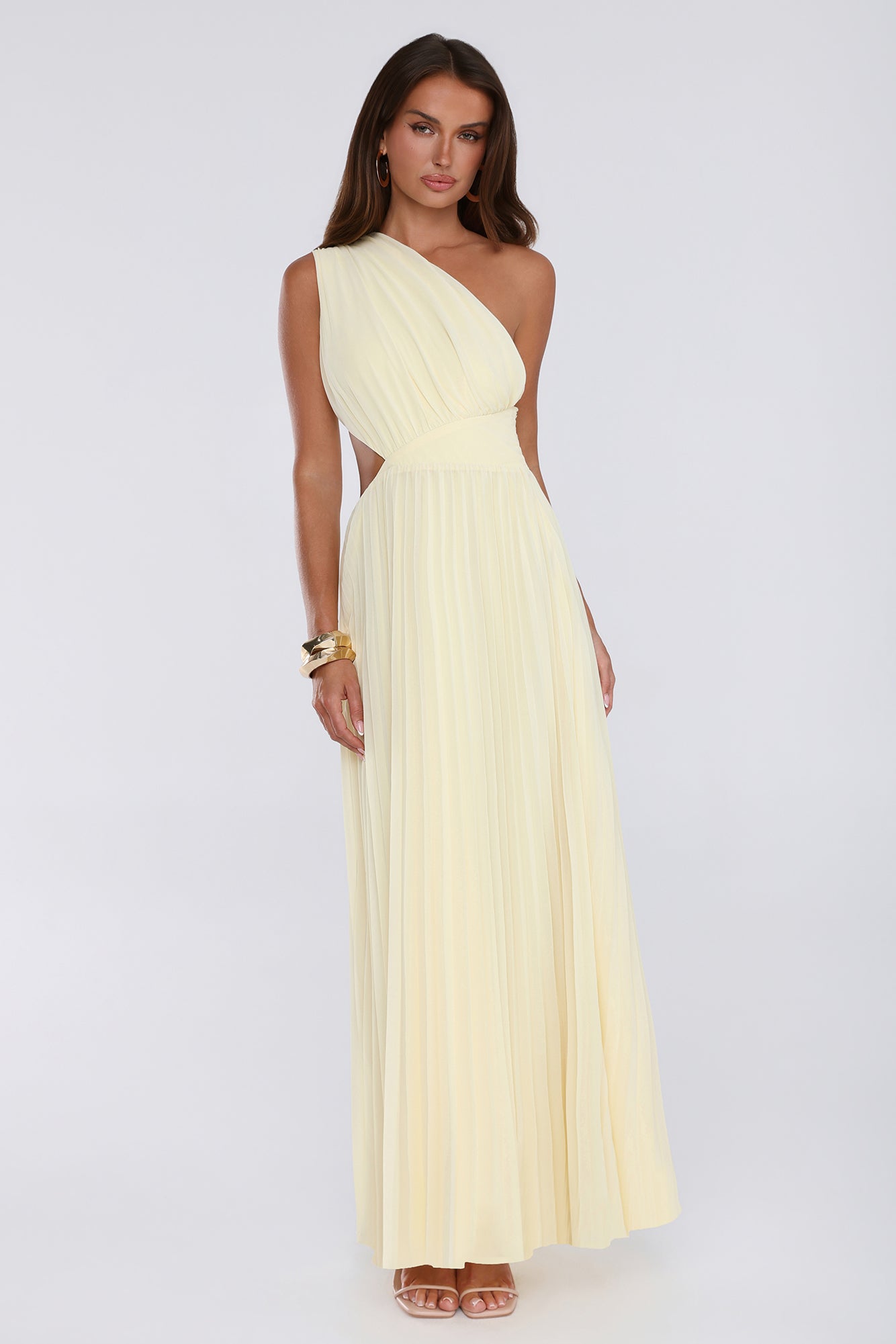 Summer Seduction One Shoulder Maxi Dress Yellow