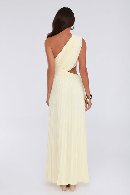 Summer Seduction One Shoulder Maxi Dress Yellow