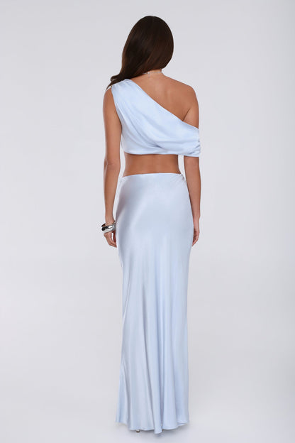 Literally Me Satin Maxi Skirt Blue