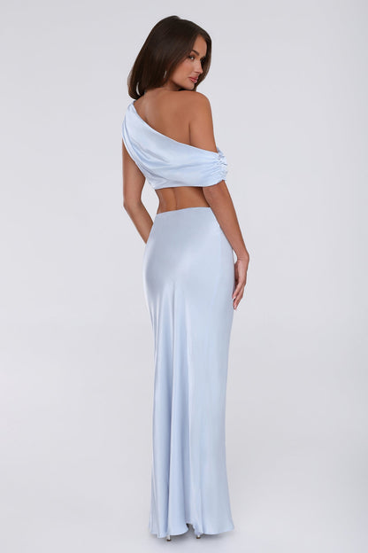 Literally Me Satin Maxi Skirt Blue
