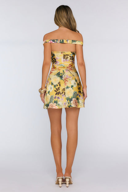 Aveta Off Shoulder Mini Dress Kendall Yellow