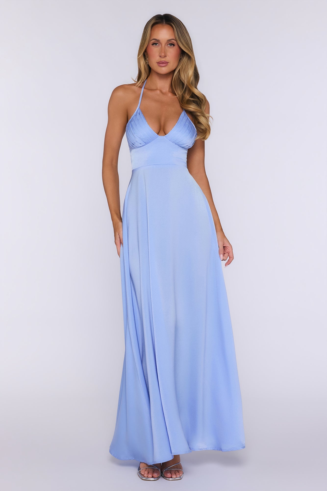 New Romance Halter Maxi Dress Light Blue