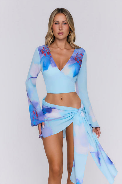 Wave Kiss Sarong Blue