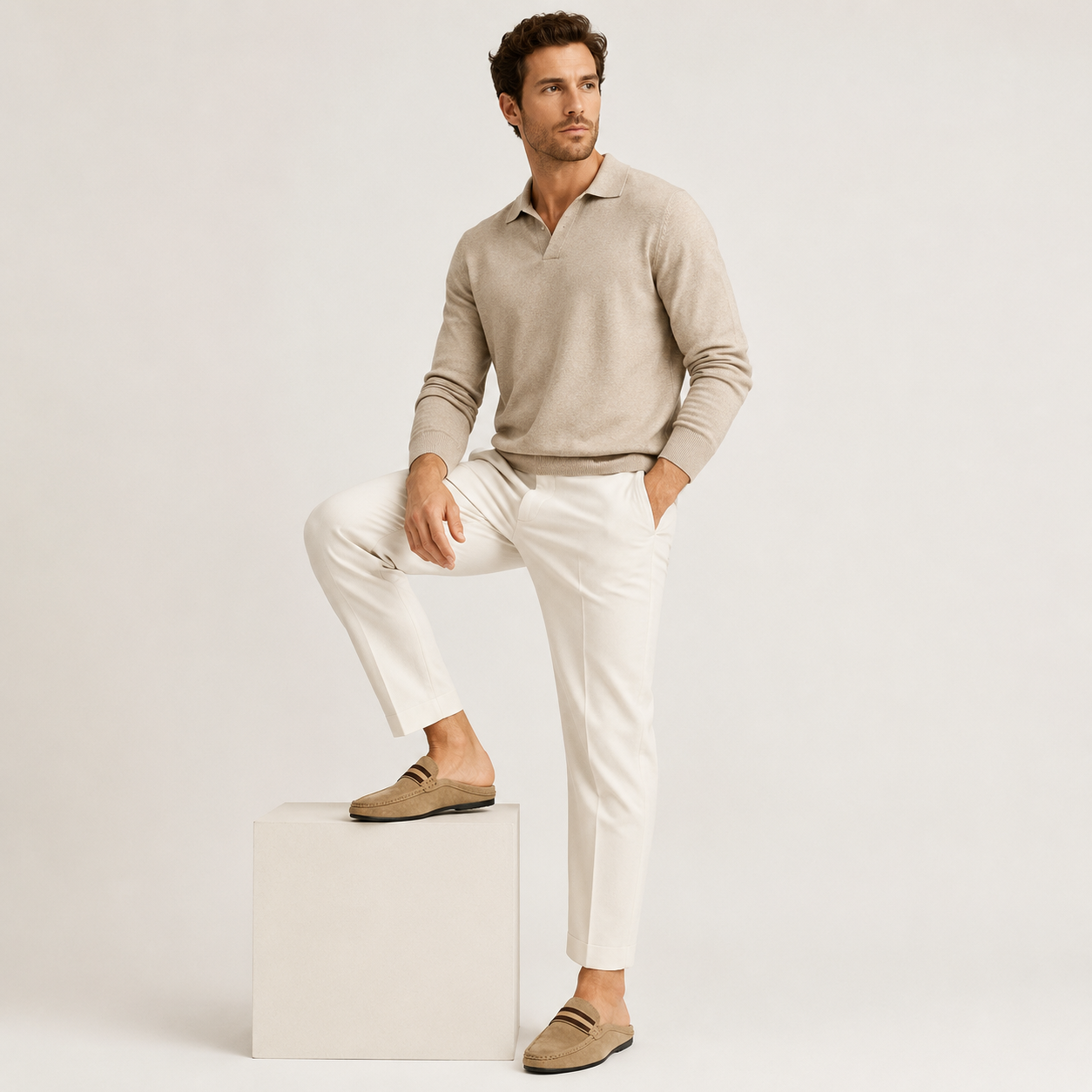 Men's Suede Mule Loafers