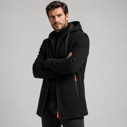 Men's Hooded Longline Jacket – Fleece Winter Coat