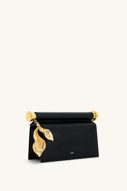 Holly Metal Pendant Embellished Clutch Black