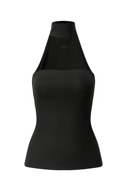 BASE Contour Reverse Halter Top Black