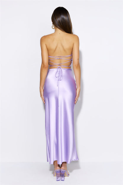 VIPs Accepted Satin Crop Top Lilac