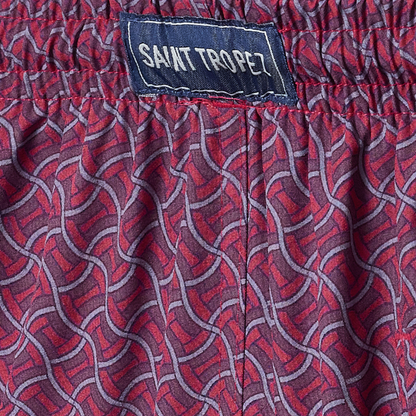 RED WOVEN-LOOK SHORTS