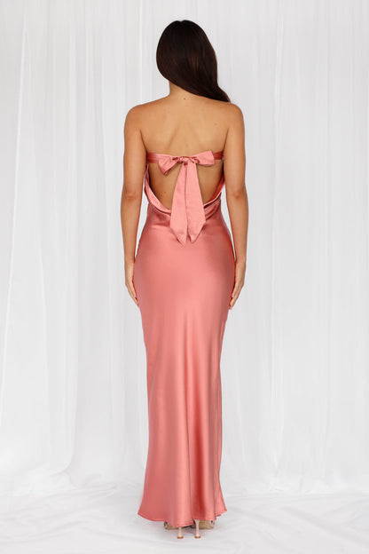 HELLO MOLLY The Felicity Strapless Satin Maxi Dress Rose