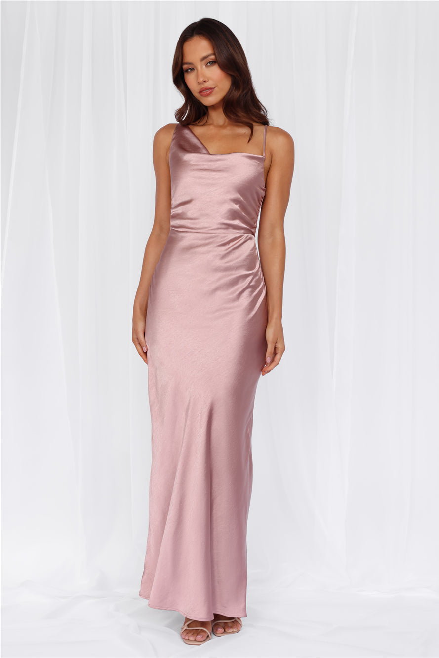 HELLO MOLLY The Madeline Cowl Satin Maxi Dress Dusty Pink