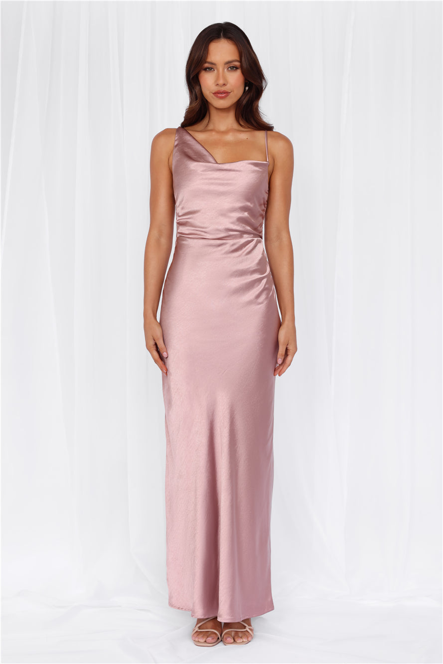 HELLO MOLLY The Madeline Cowl Satin Maxi Dress Dusty Pink