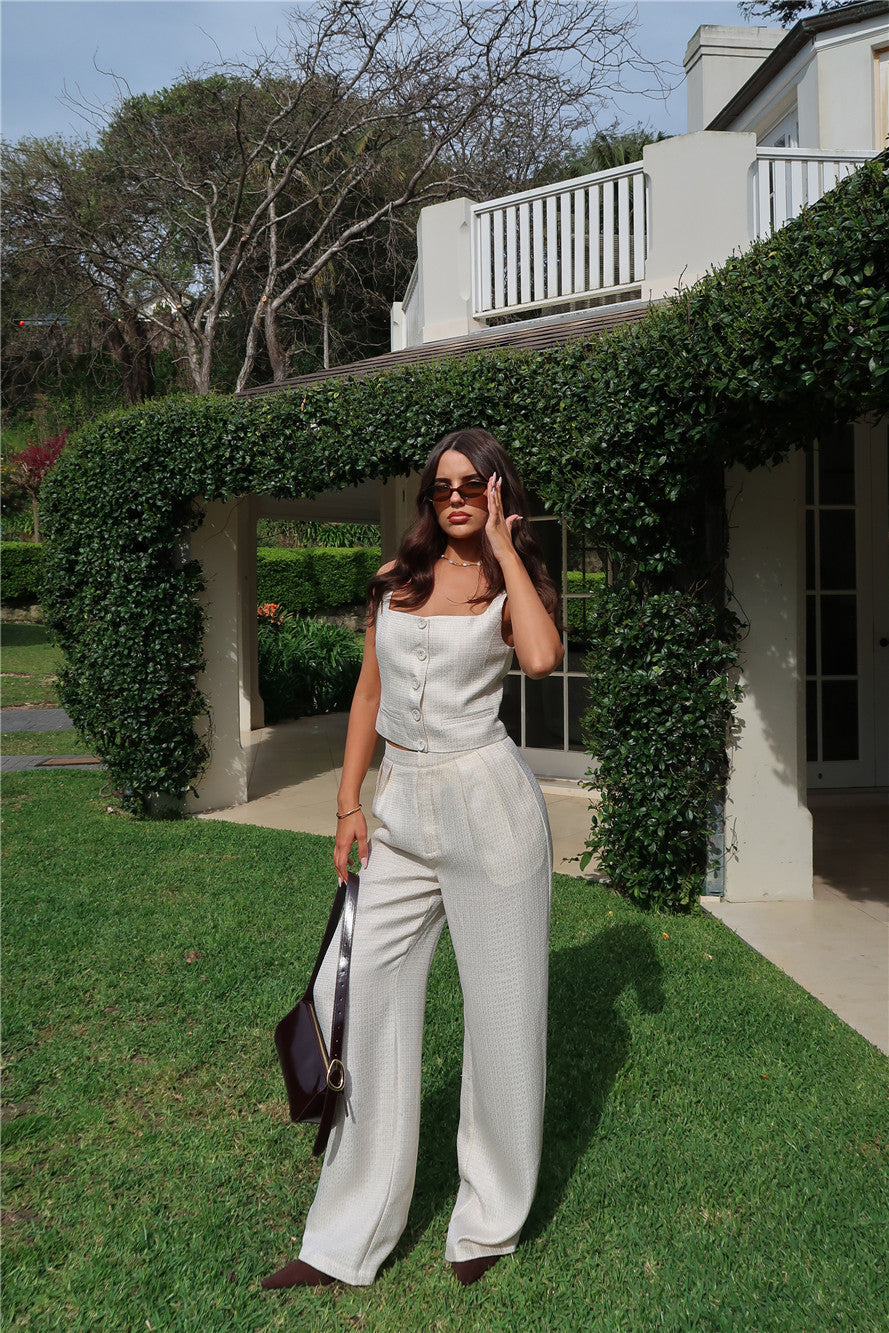 Dressed In Detail Tweed Pants Beige