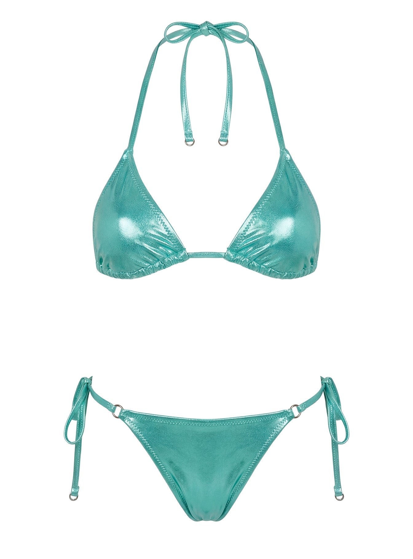 Jenner Metallic Tie Side Bikini Bottom Green