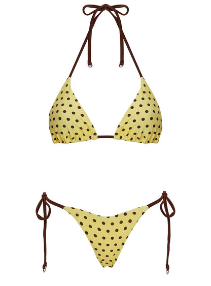 Jenner Triangle Bikini Top Yellow / Polka Dot