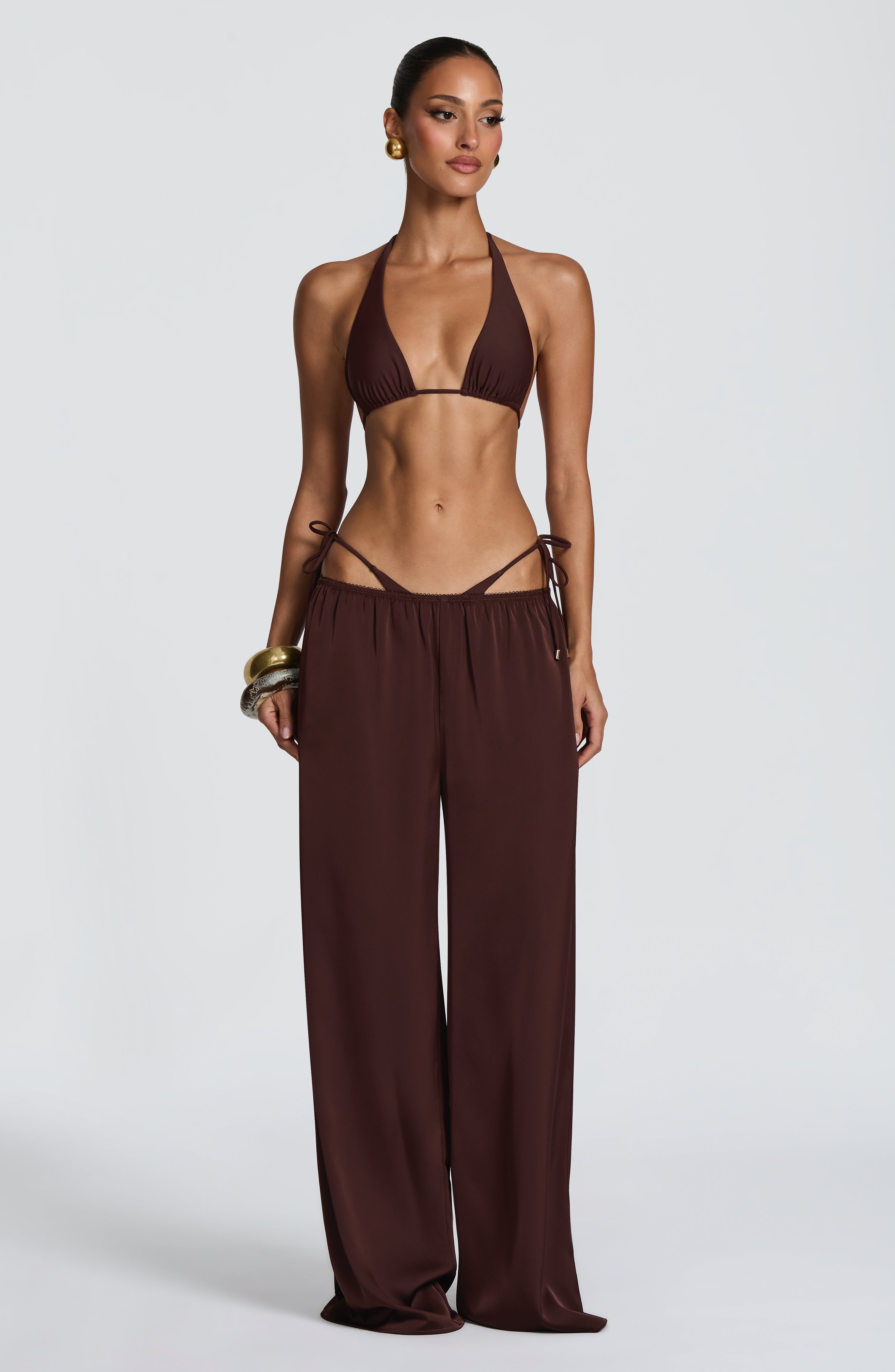 Pietra Triangle Bikini Top - Plum Brown