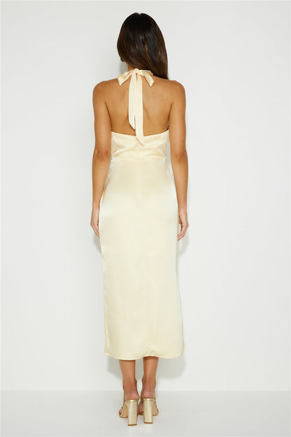 My Challenge Satin Midi Dress Yellow