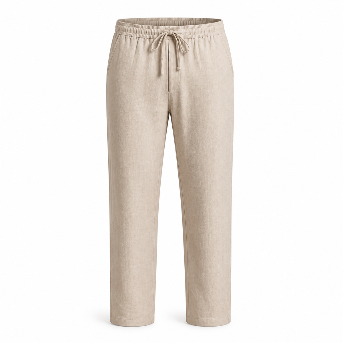 Men's Cotton-Linen Straight-Leg Drawstring Trousers