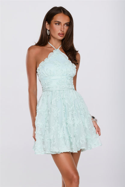 Prettiest Florals Halter Mini Dress Sage
