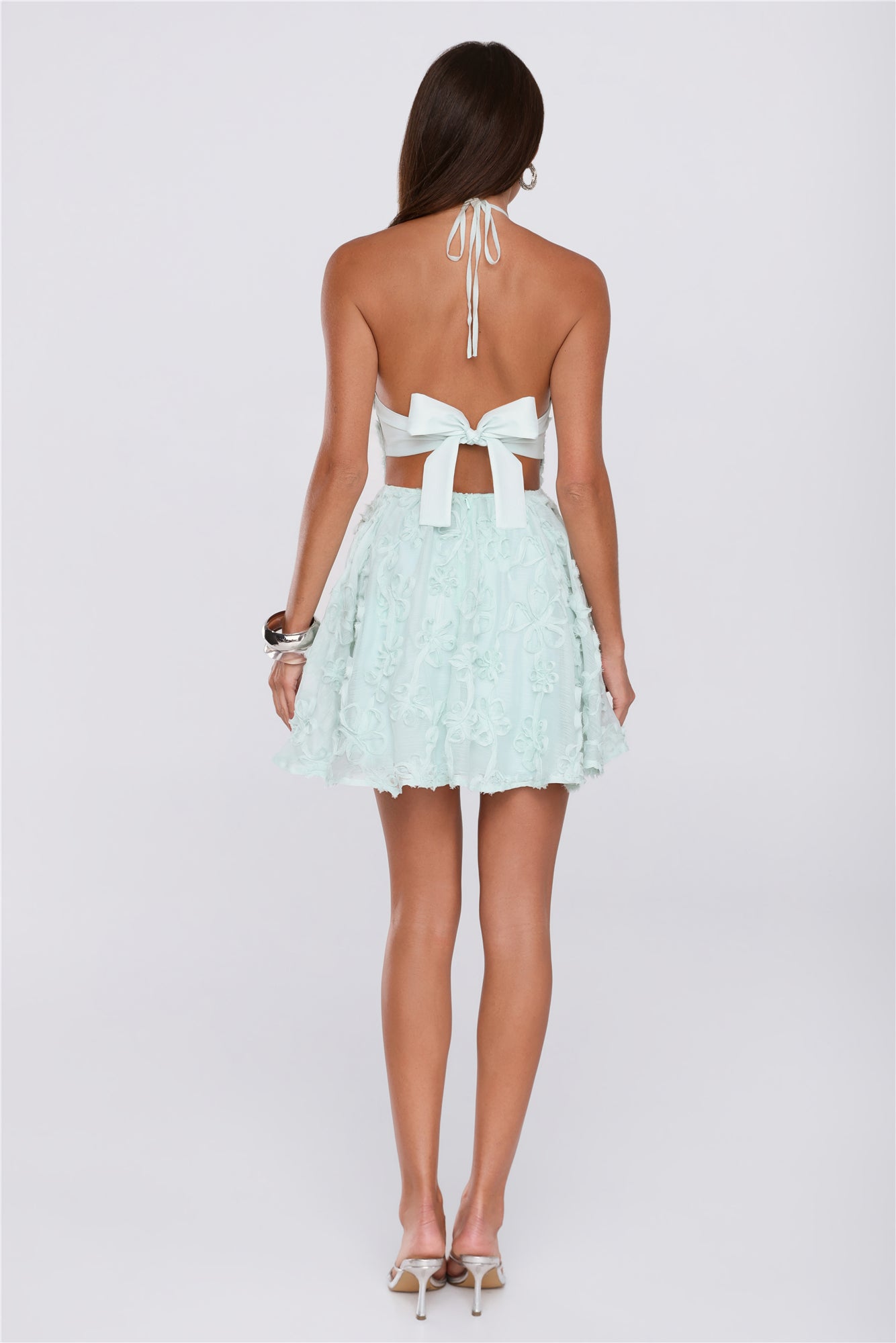 Prettiest Florals Halter Mini Dress Sage