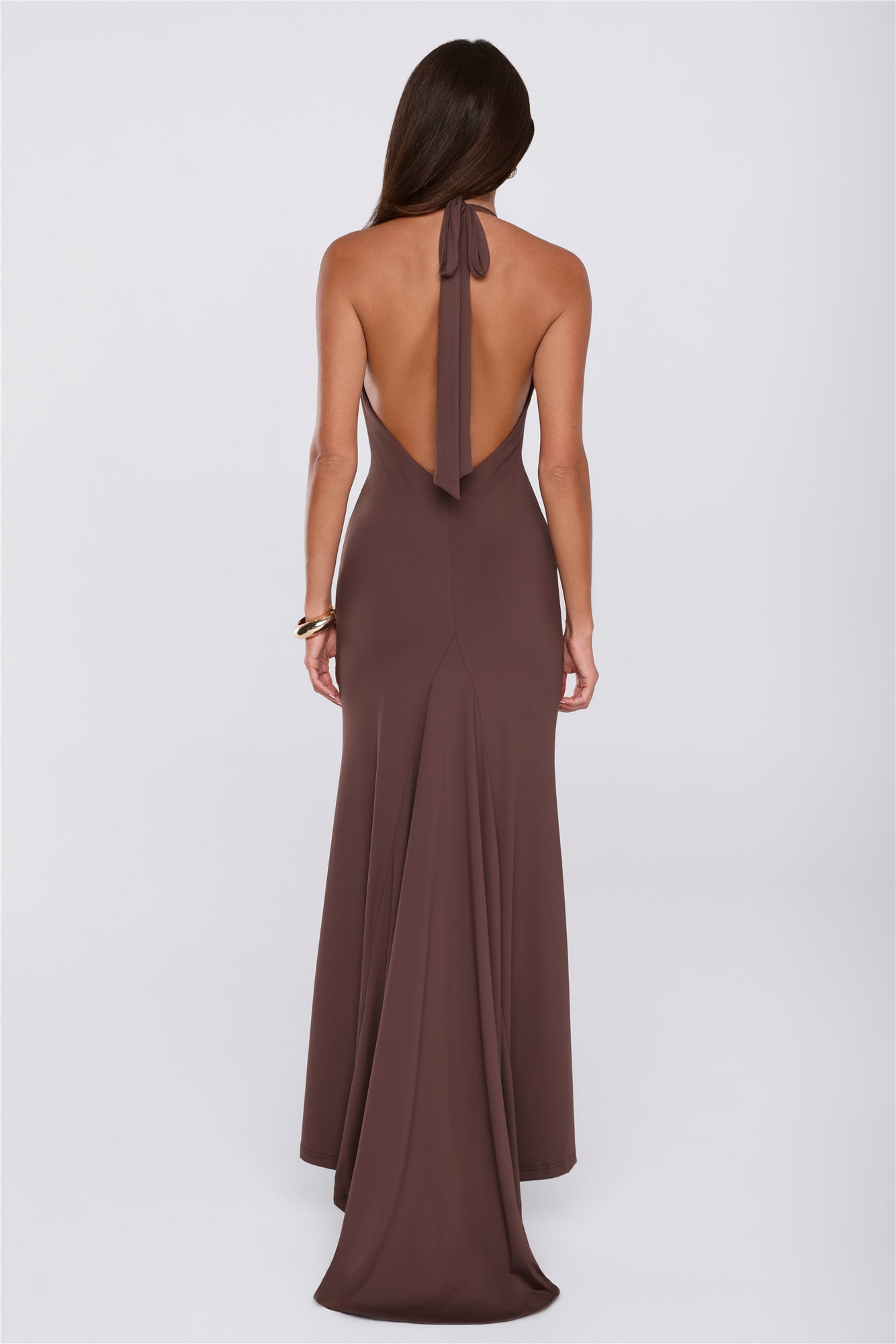 Made To Dance Halter Maxi Dress Chocolate