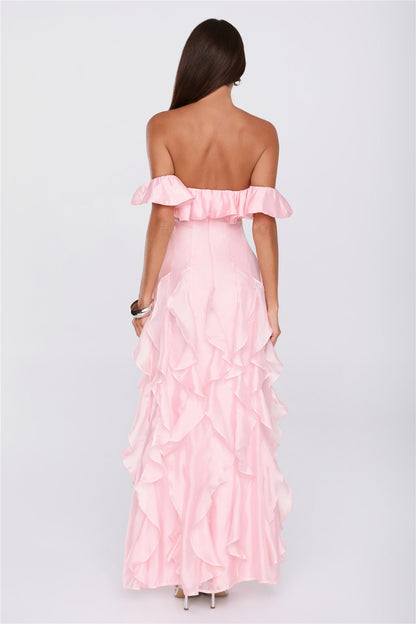 Rooftop Wink Off Shoulder Maxi Dress Pink
