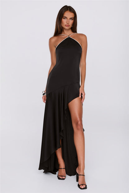Luxe Secrets Satin Maxi Dress Black