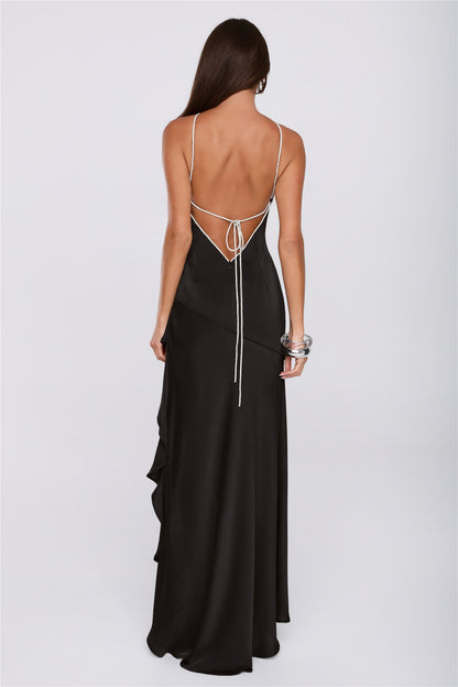 Luxe Secrets Satin Maxi Dress Black