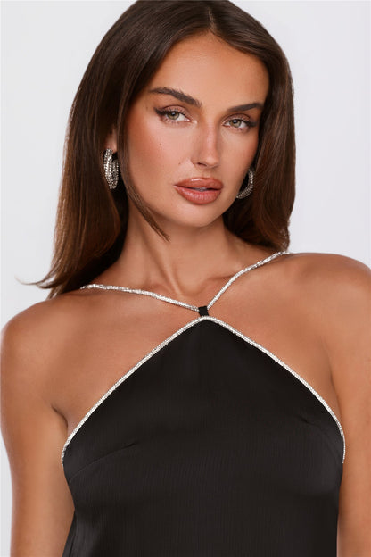 Luxe Secrets Satin Maxi Dress Black