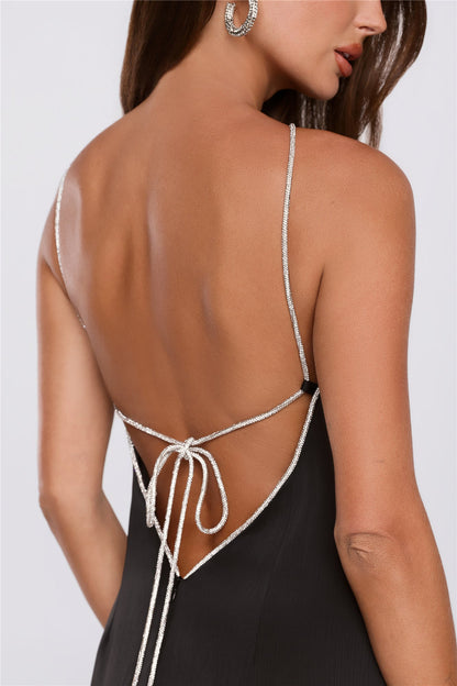 Luxe Secrets Satin Maxi Dress Black