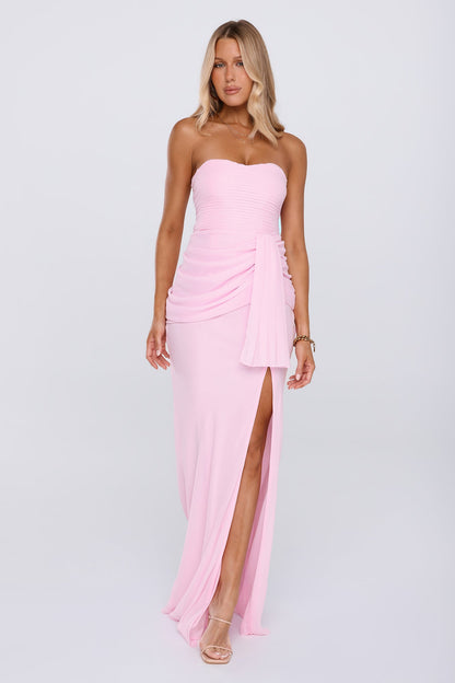 Sunlit Aura Strapless Maxi Dress Pink