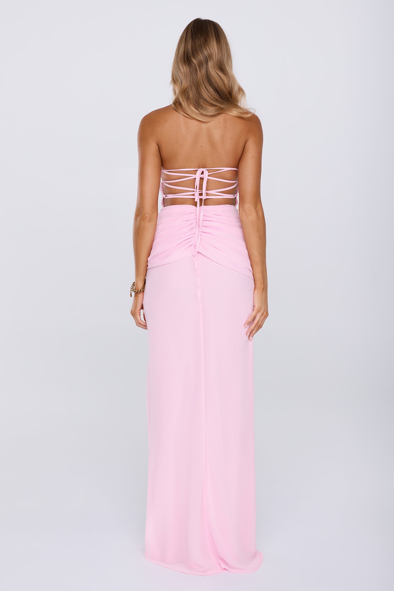 Sunlit Aura Strapless Maxi Dress Pink