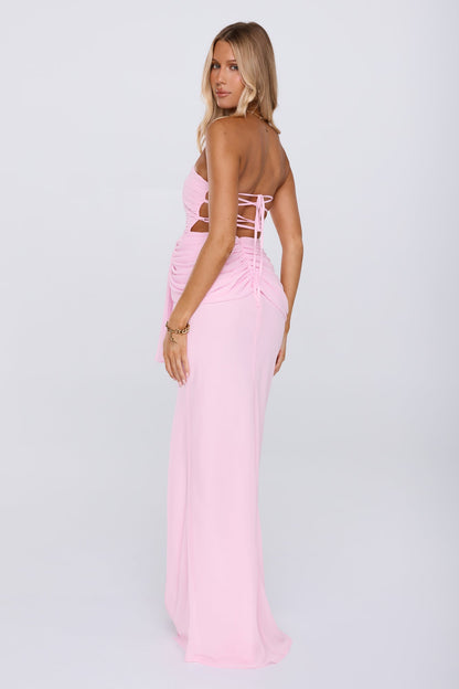 Sunlit Aura Strapless Maxi Dress Pink