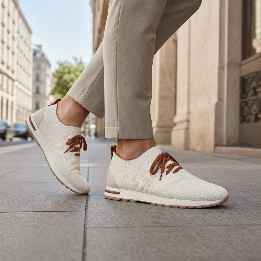 Herren Strick-Sneaker zum Schnüren mit Gummisohle