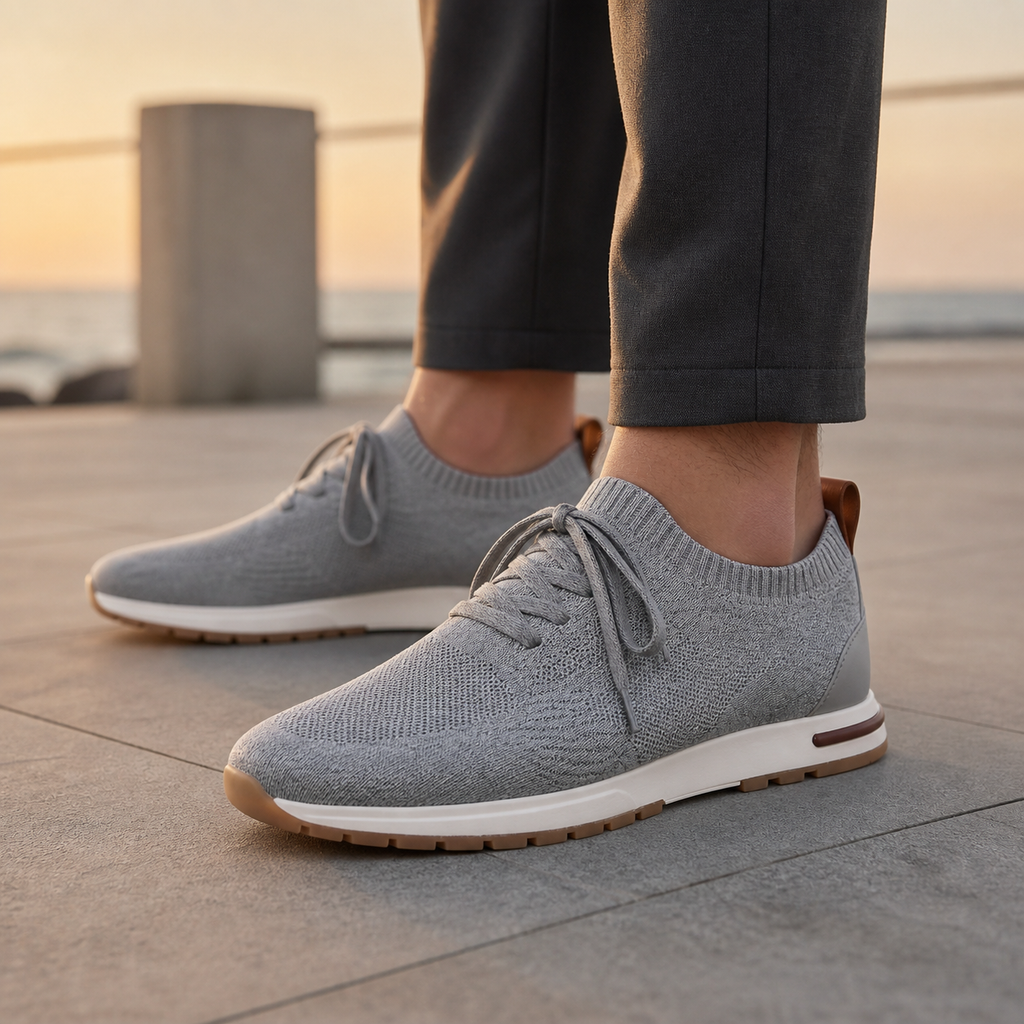 Herren Strick-Sneaker zum Schnüren mit Gummisohle