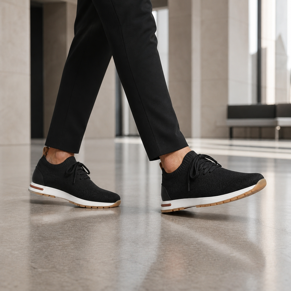 Herren Strick-Sneaker zum Schnüren mit Gummisohle