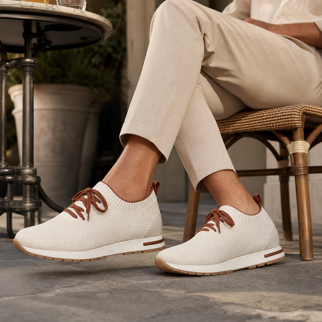 Herren Strick-Sneaker zum Schnüren mit Gummisohle