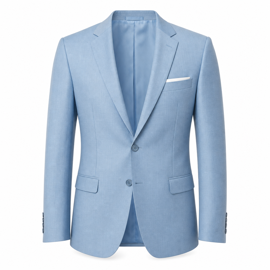 Men's Light Blue Slim-Fit Blazer & Trouser Summer Suit Set