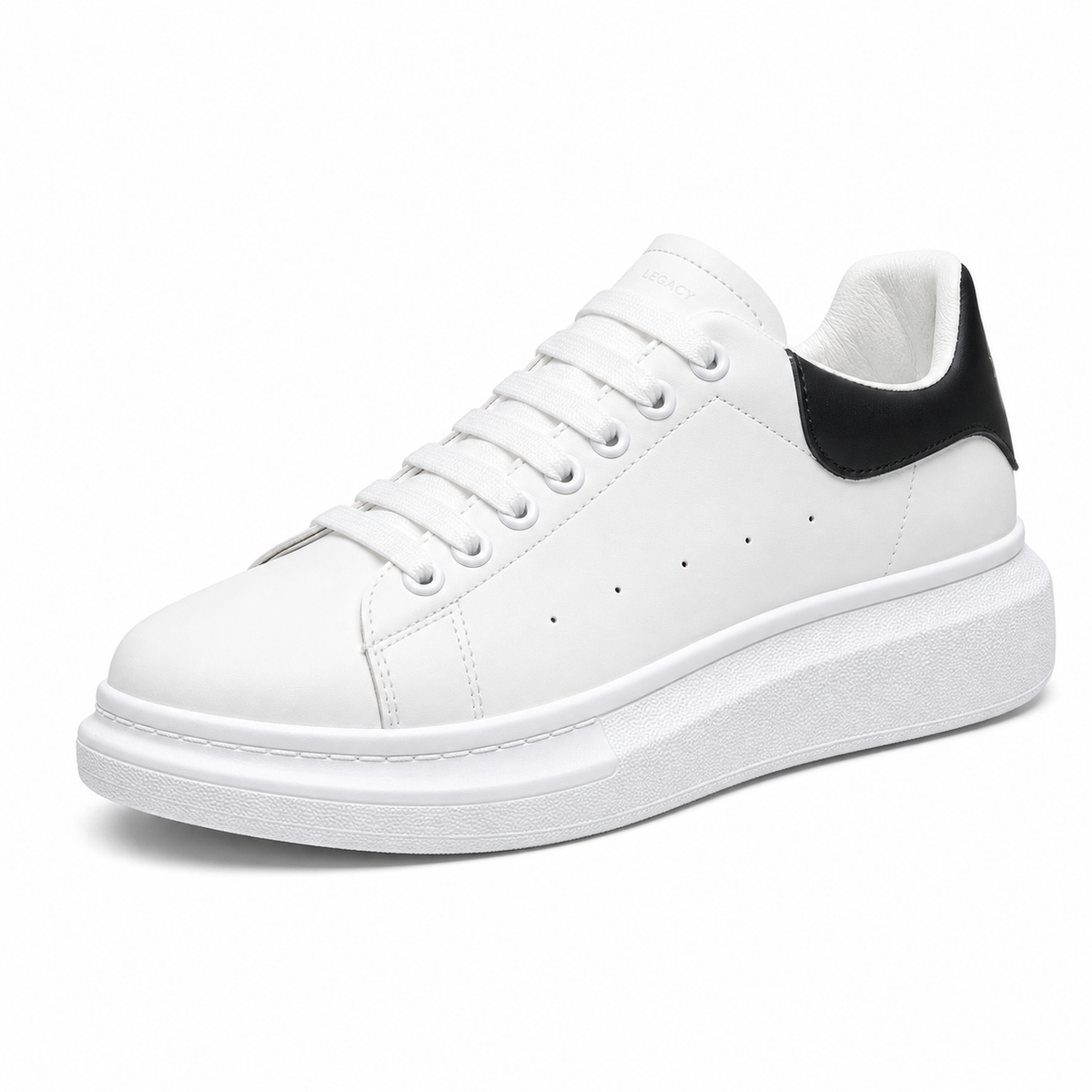 Herren weiße Plateau-Sneaker mit gepolsterter, dicker Sohle