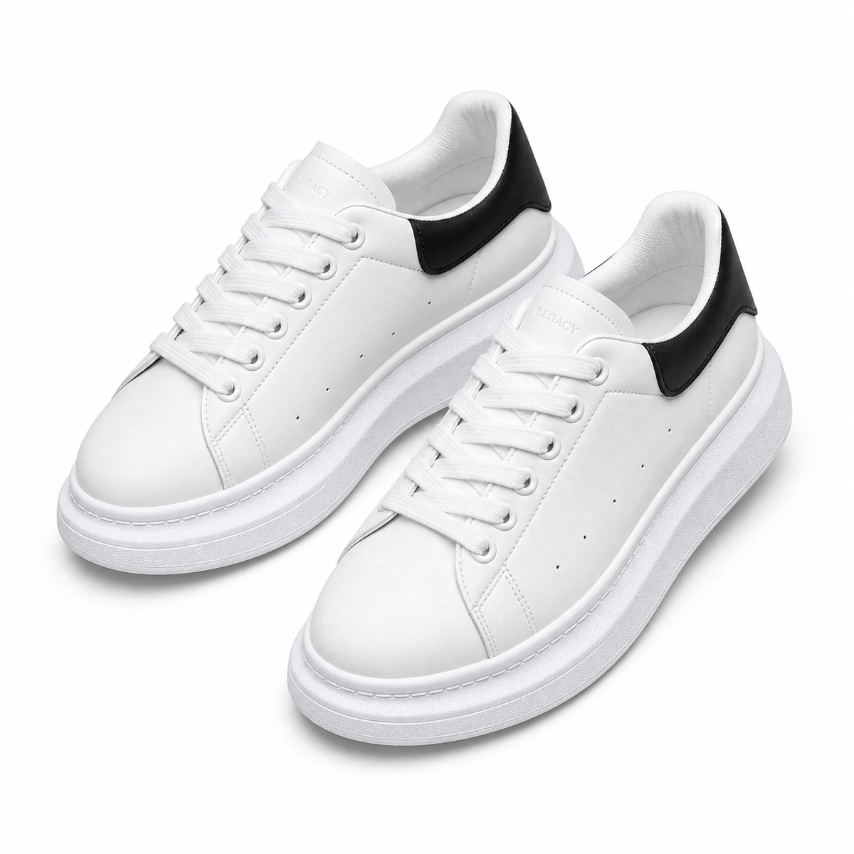 Herren weiße Plateau-Sneaker mit gepolsterter, dicker Sohle