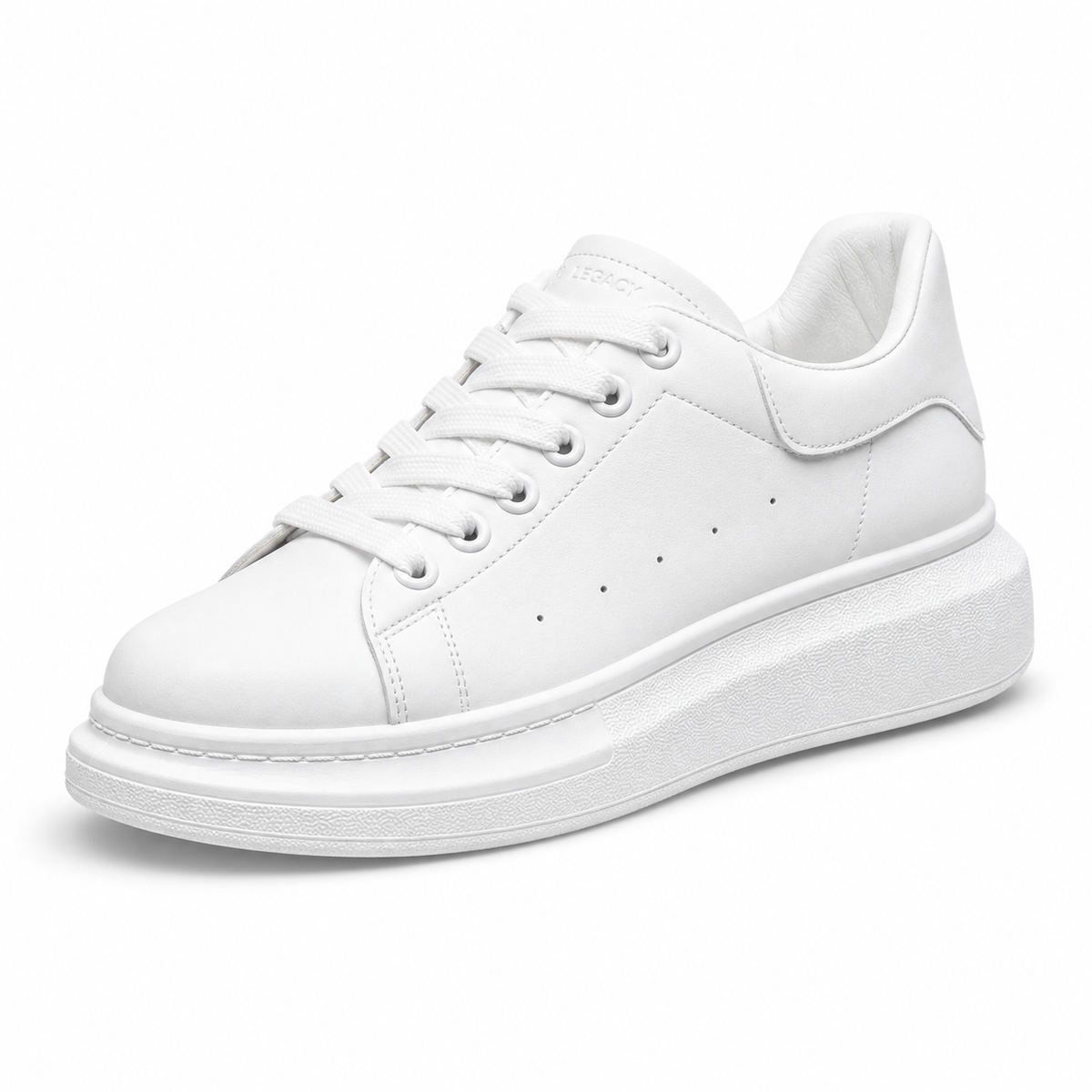 Herren weiße Plateau-Sneaker mit gepolsterter, dicker Sohle