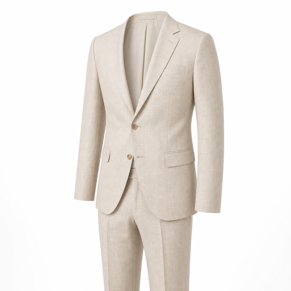 Herrenanzug-Set aus Leinen-Mischgewebe in Beige, maßgeschneidert, für Hochzeiten