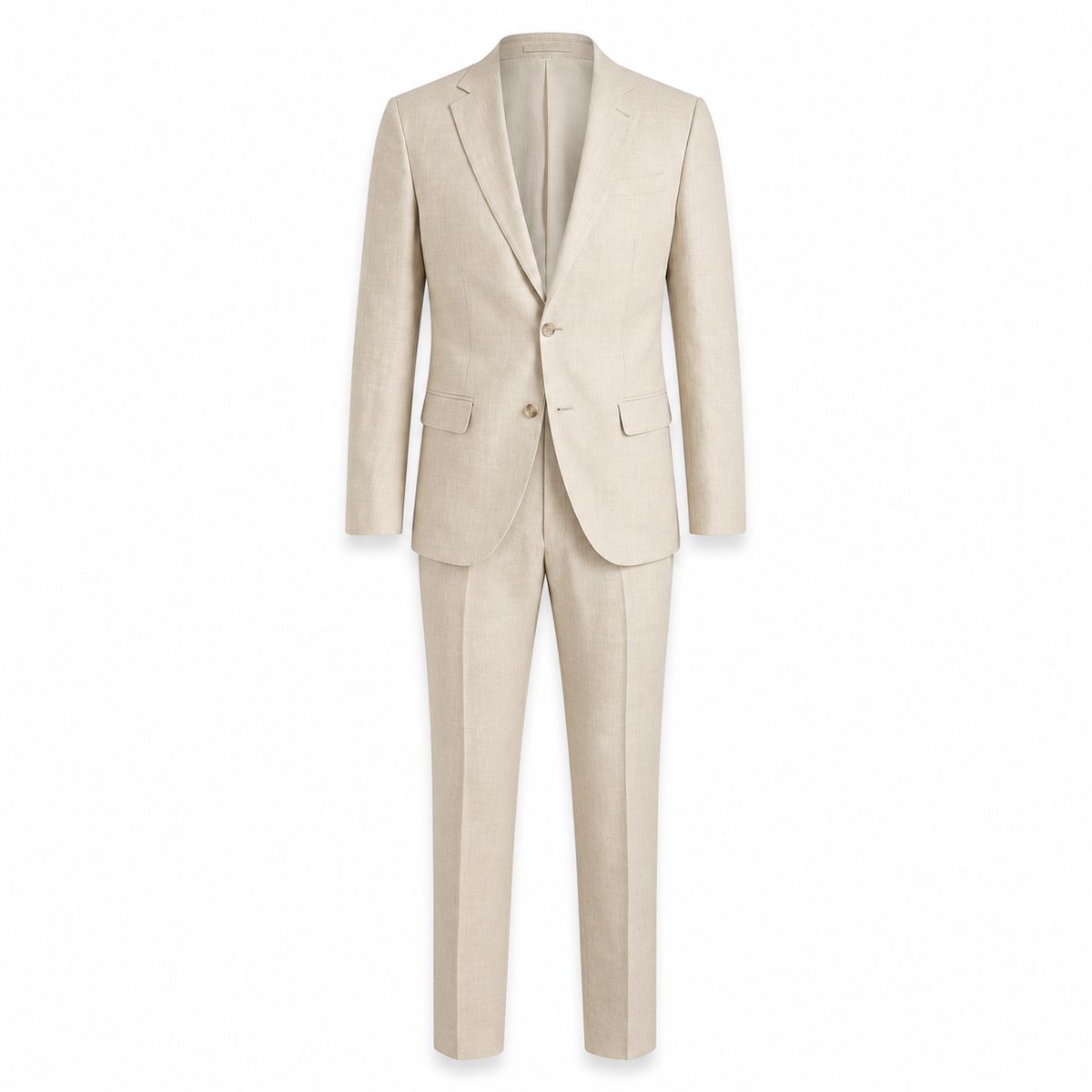 Herrenanzug-Set aus Leinen-Mischgewebe in Beige, maßgeschneidert, für Hochzeiten