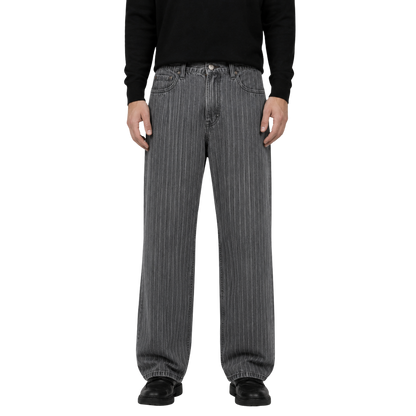 Relaxed Pin Striped Grey Jeans