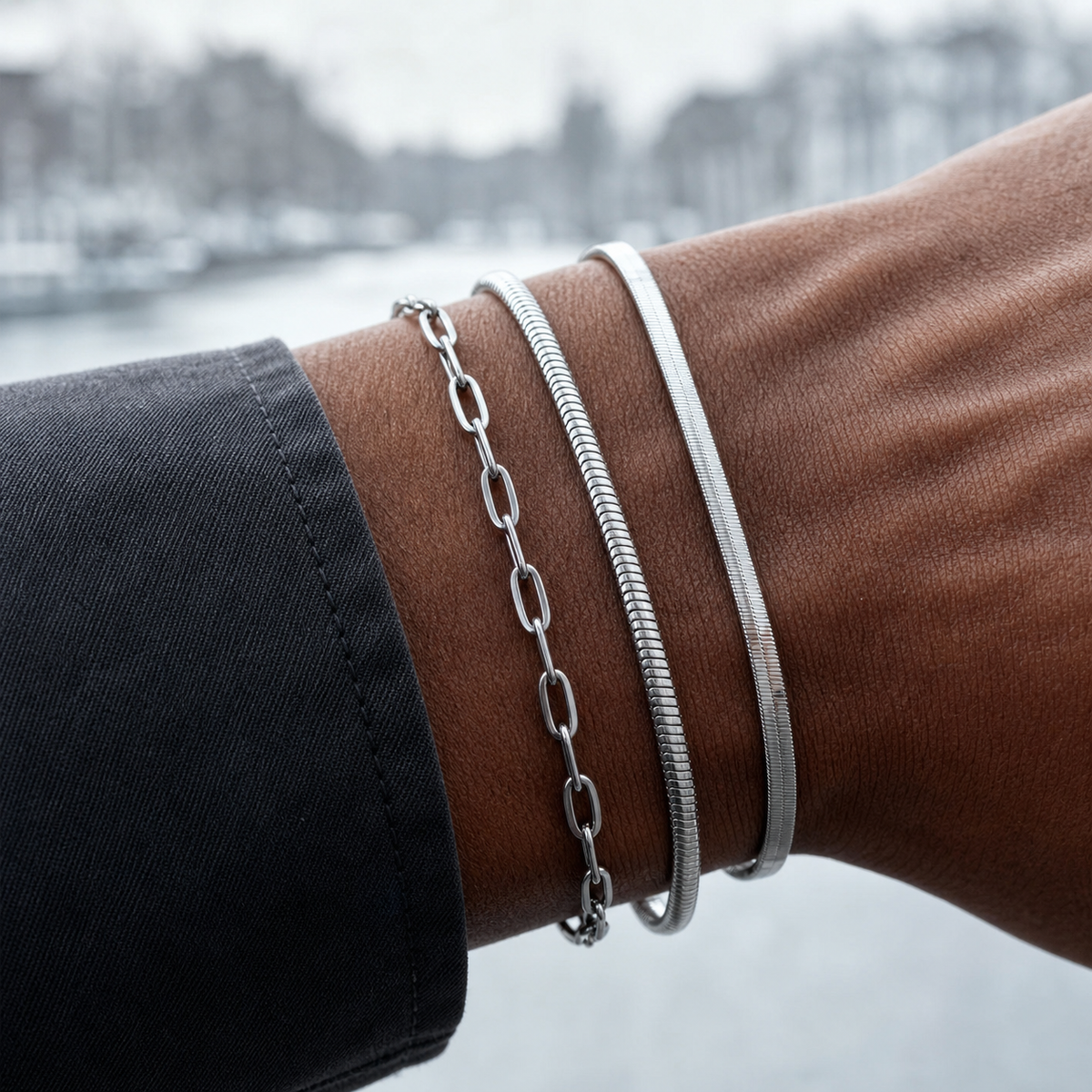 Armband-Kollektion aus Edelstahl in Silber