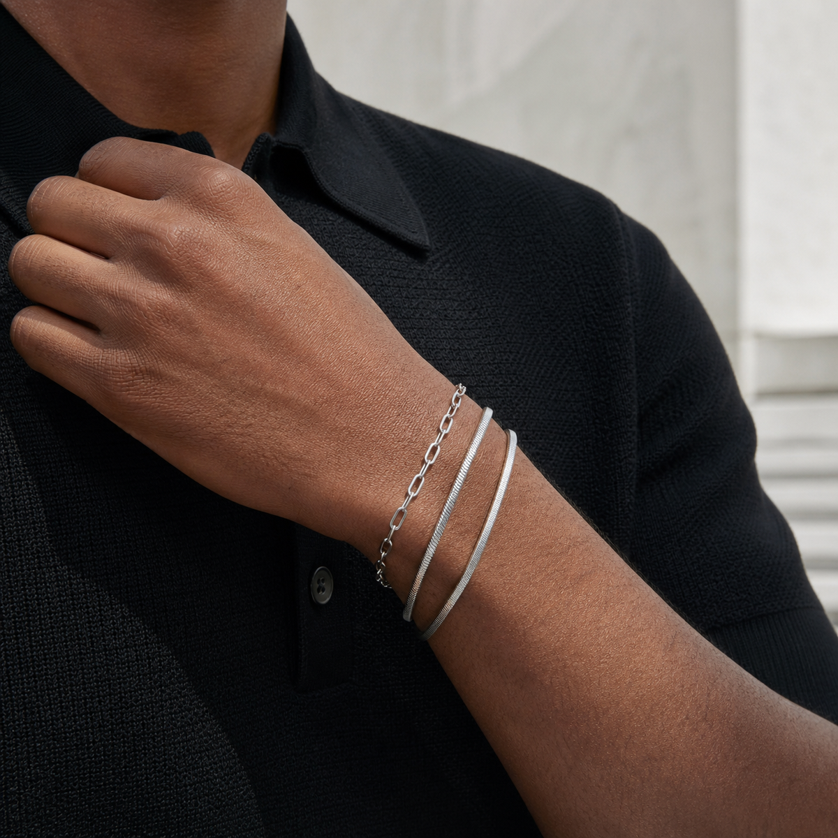 Armband-Kollektion aus Edelstahl in Silber