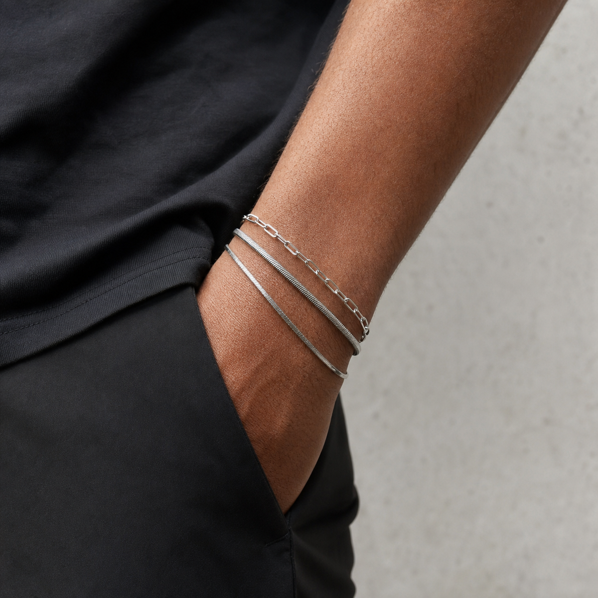 Armband-Kollektion aus Edelstahl in Silber